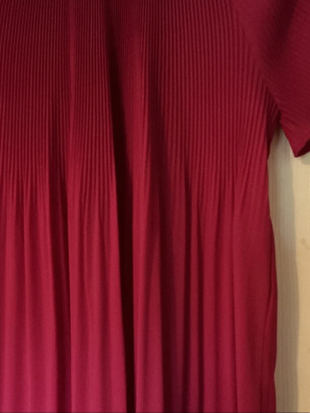 Michael Kors Sz XL Short Sleeve Pleated Tunic Fuchsia Pink Semi Sheer EUC